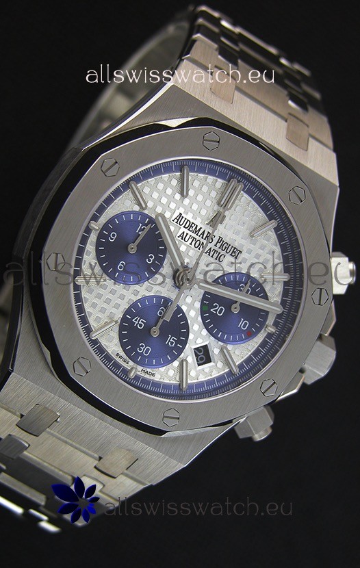 IMG_9081 Audemars Piguet Royal Oak Chronograph White Dial Steel Strap Replica 7