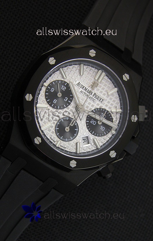 IMG_9081 Audemars Piguet Royal Oak Chronograph Silver Toned Dial Black Subdials Replica 7
