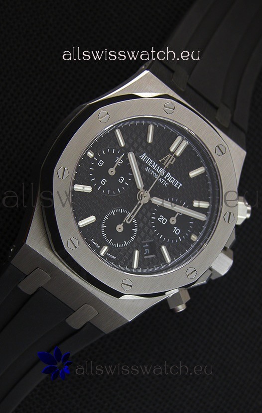 IMG_9081 Audemars Piguet Royal Oak Chronograph Black Dial Rubber Strap Replica 7