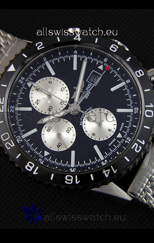 IMG_9081 Breitling Chronoliner Steel-Black Mesh Strap in Black Dial Replica 7