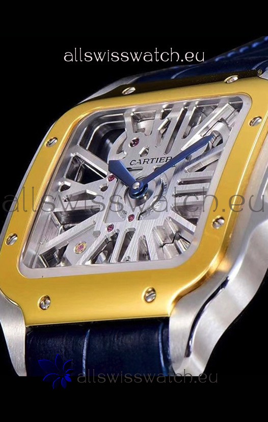 IMG_9081 Cartier Santos DUMONT Skeleton in Two Tone Bezel Replica 7