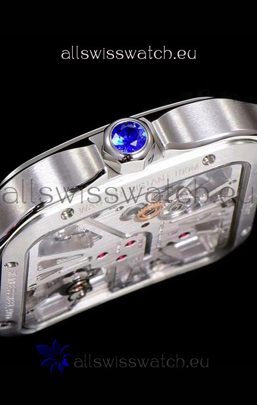 Cartier Santos DUMONT Skeleton in Stainless Steel Replica 7