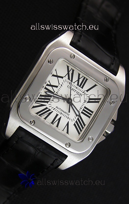 IMG_9081 Cartier Santos De Cartier 1:1 Mirror Black Strap 33MM Ladies Replica 7