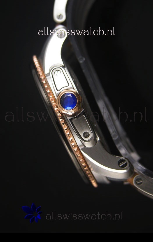 IMG_9081 Calibre De Cartier 42MM Black Dial Two Tone Case White Dial - 1:1 Mirror Replica 7