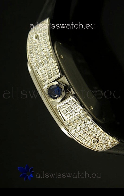 IMG_9081 Cartier Santos 100 1:1 Mirror Steel Diamonds Mens Size 42MM Replica 7