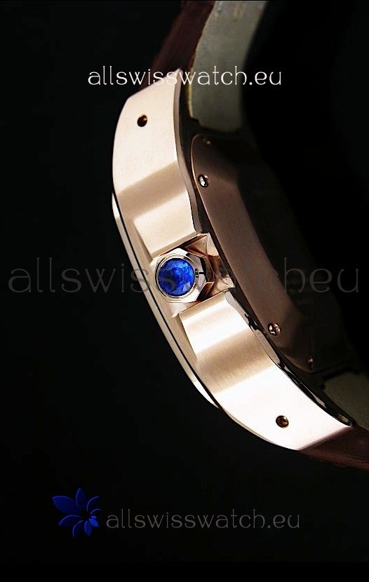 IMG_9081 Cartier Santos 100 1:1 Mirror Rose Gold 42MM Replica 7