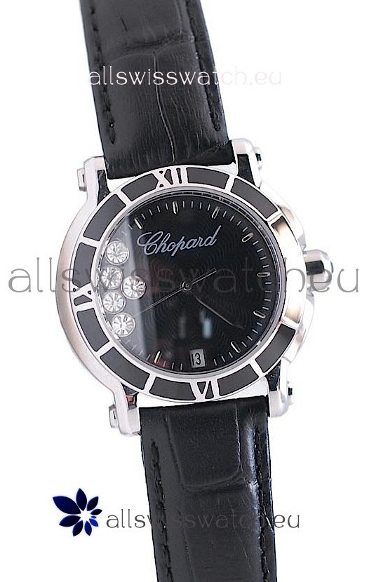 IMG_9081 Chopard Happy Sport Star Shaped Diamonds in Black Dial Replica 7