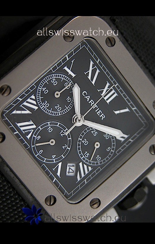 Cartier Santos in Black Dial Replica 7