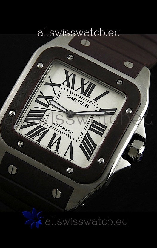 IMG_9081 Cartier Santos Automatic in Brown Strap Replica 7
