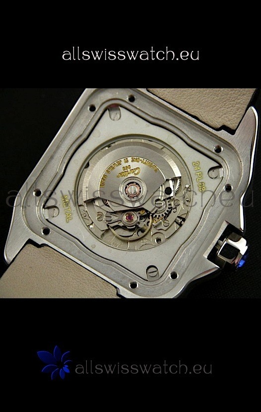 IMG_9081 Cartier Santos in Automatic in Black Strap Replica 7