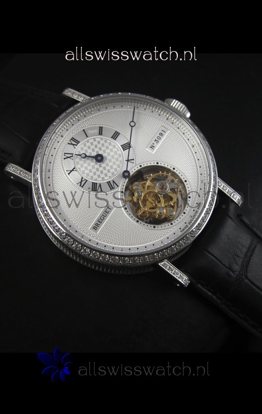 IMG_9081 Breguet Classique Tourbillonin Stainless Steel with Diamonds Bezel Replica 7