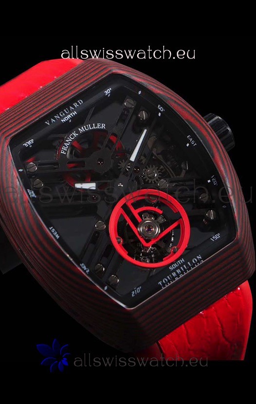 IMG_9081 Franck Muller Vanguard Skeleton Tourbillon Red Carbon Replica 7