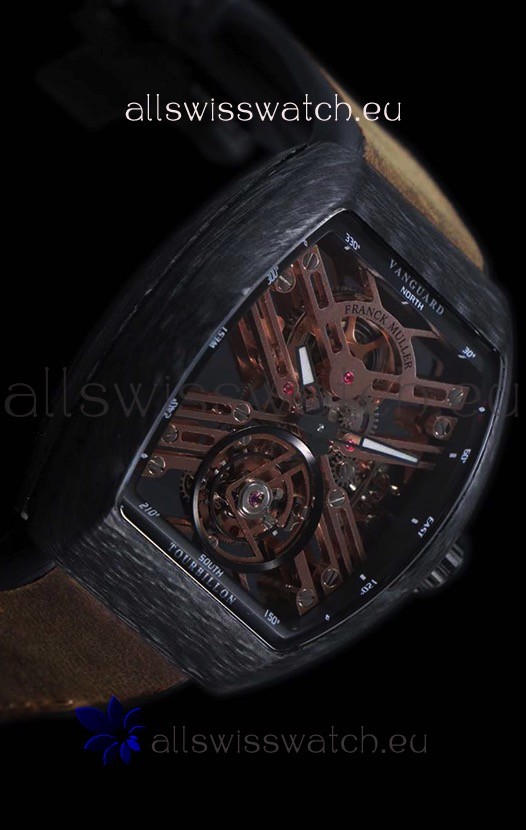 IMG_9081 Franck Muller Vanguard Skeleton Tourbillon Black Carbon Replica 7