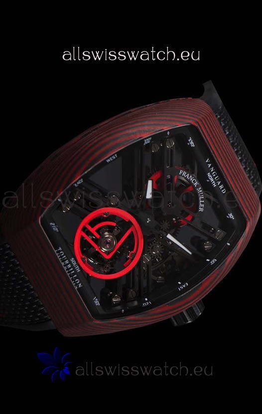 IMG_9081 Franck Muller Vanguard Skeleton Tourbillon Red Carbon Replica 7