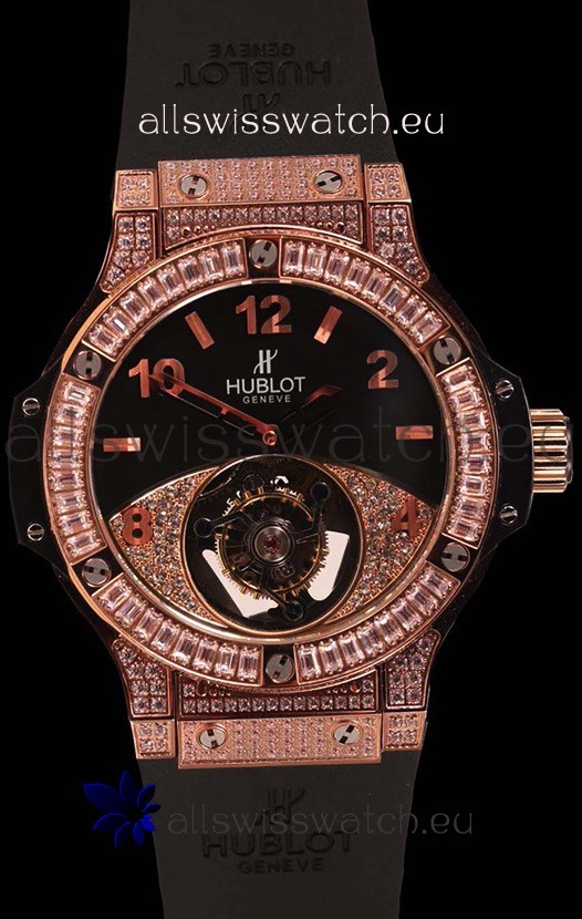 IMG_9081 Hublot Tourbillon Solo Bang Sapphires Pink Gold Replica 7