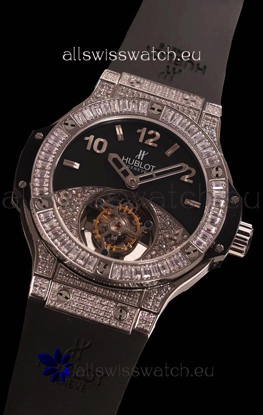 IMG_9081 Hublot Tourbillon Solo Bang Sapphires Stainless Steel Replica 7