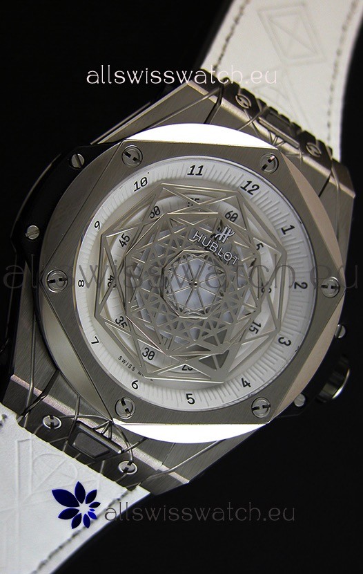 IMG_9081 Hublot Big Bang Sang Bleu 45MM Stainless Steel White Dial Replica 7
