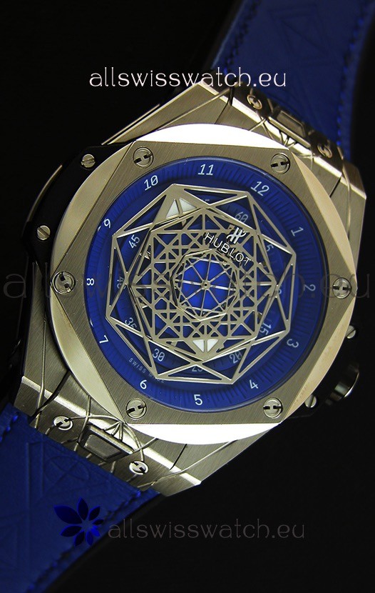 IMG_9081 Hublot Big Bang Sang Bleu 45MM Stainless Steel Blue Dial Replica 7
