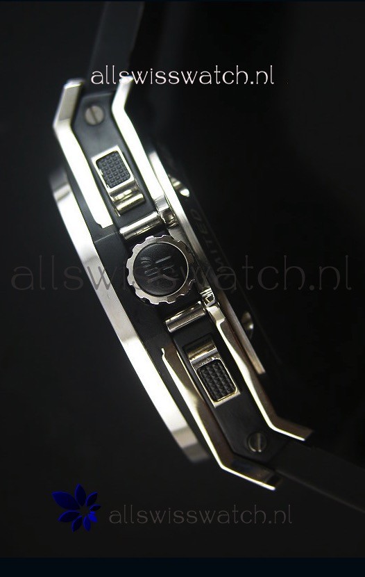 IMG_9081 Hublot Big Bang Carbon Dial Diamonds Studded Stainless Steel Replica 7