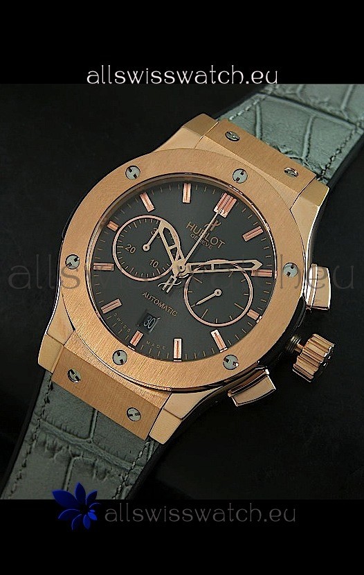 IMG_9081 Hublot Big Bang Classic Fusion Rose Gold in Grey Strap Replica 7