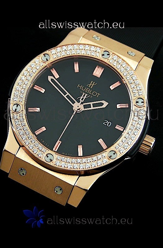 IMG_9081 Hublot Fusion Bang in Rose Gold Case Diamonds Bezel Replica 7