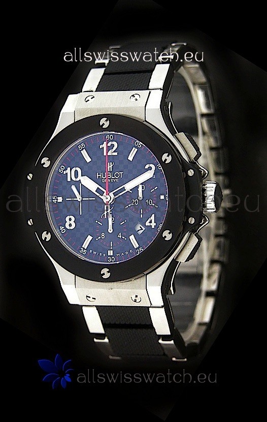 IMG_9081 Hublot Big Bang Steel/Rubber Strap in Black Dial Ceramic Bezel Replica 7
