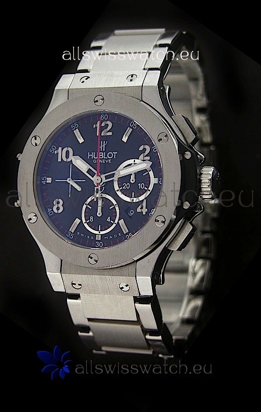 IMG_9081 Hublot Big Bang Steel Strap in Black Dial with Steel Bezel Replica 7