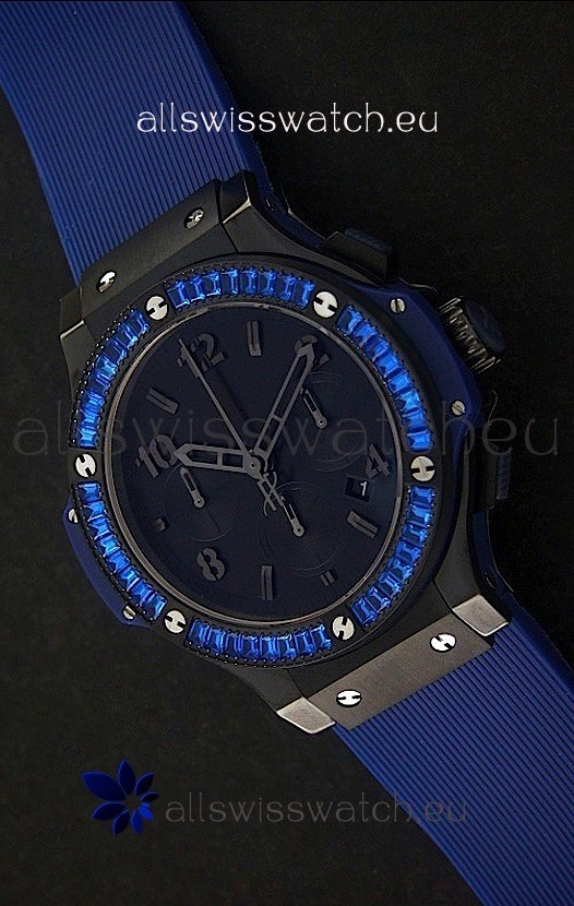 IMG_9081 Hublot Big Bang Limited Edition All Black in Blue Dial Replica 7