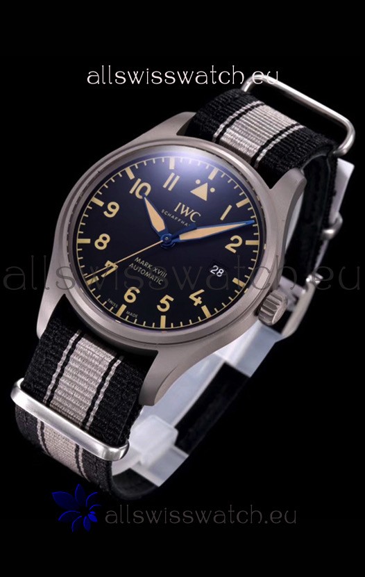 IMG_9081 IWC Pilot's MARK XVIII Heritage 1:1 904L Steel Casing Black Matte Finishing Replica 7