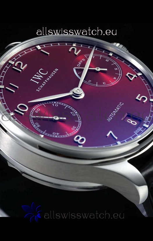 IMG_9081 IWC Portugieser IW500714 1:1 Mirror 904L Steel Burgundy Dial Replica 7
