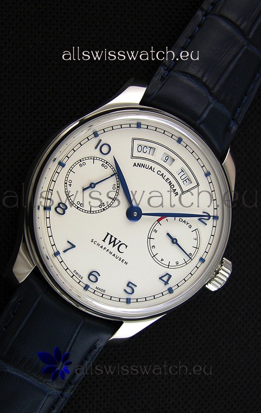 IMG_9081 IWC Big Pilot Annual Calender Steel Case Blue Strap IW503501 1:1 Mirror Replica 7