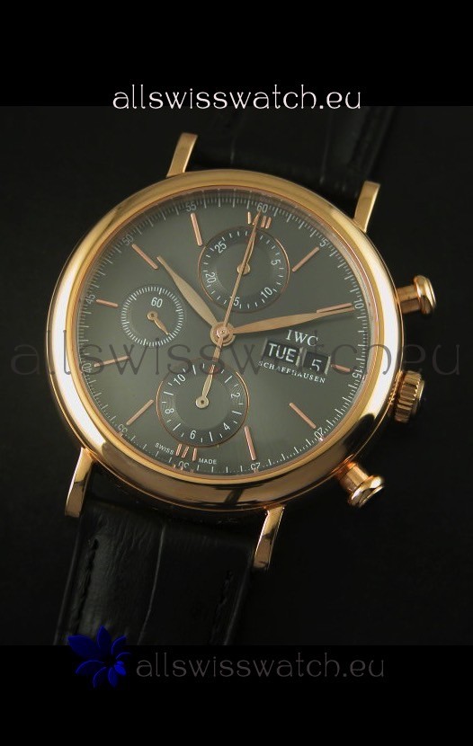 IWC Portofino Chronograph in Rose Gold Case Grey Dial Replica 7