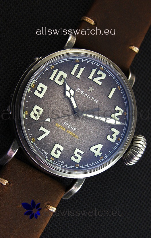IMG_9081 Zenith Pilot Type 20 Extra Special Grey Dial 1:1 Ultimate Mirror 45MM Replica 7