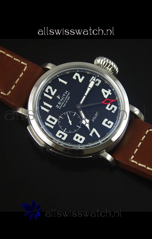 IMG_9081 Zenith Heritage Pilot Type 20 GMT Matte Black Dial 1:1 Mirror Replica 7