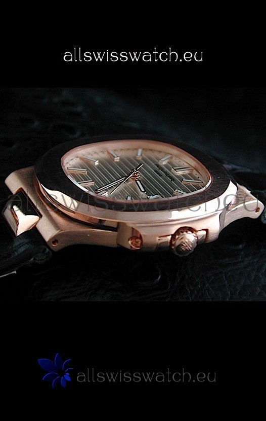IMG_9081 Patek Philippe Geneve Nautilus in Rose Gold Casing Replica 7