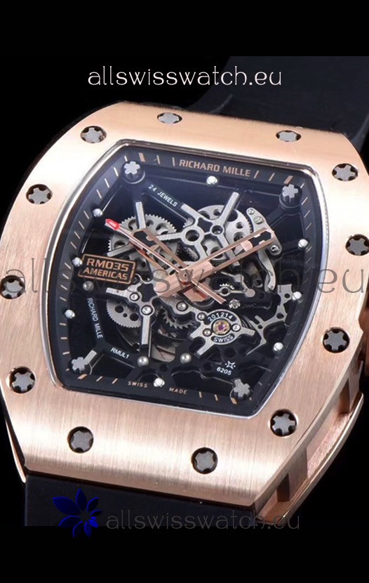 IMG_9081 Richard Mille RM035 AMERICAS 18K Rose Gold in Black Strap Replica 7