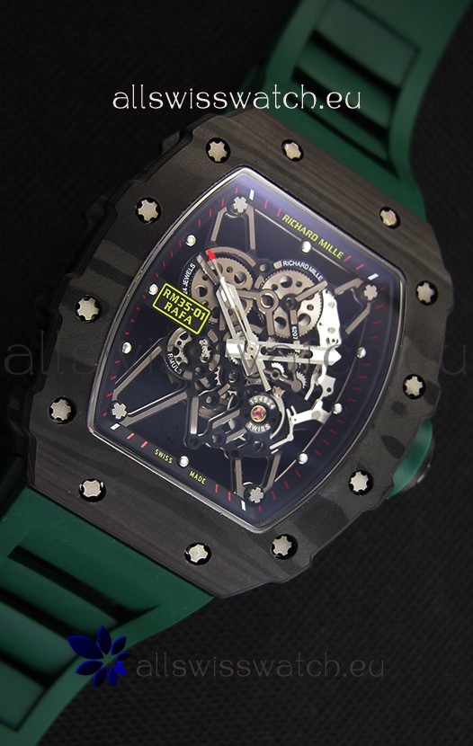 Richard Mille RM35-01 Rafael Nadal Forged Carbon Case with Green Strap  Replica 7