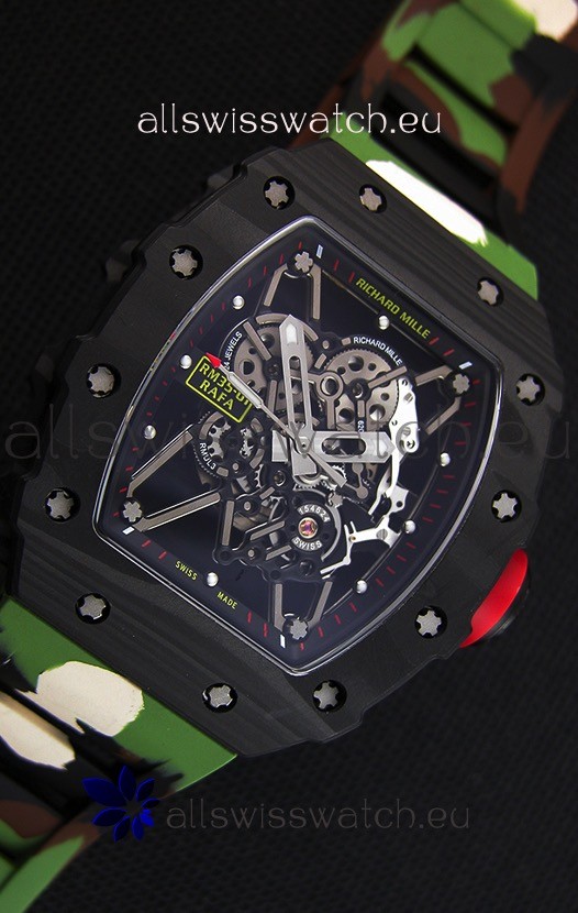 IMG_9081 Richard Mille RM35-01 Rafael Nadal Forged Carbon Case with Camouflage Rubber Strap Replica 7
