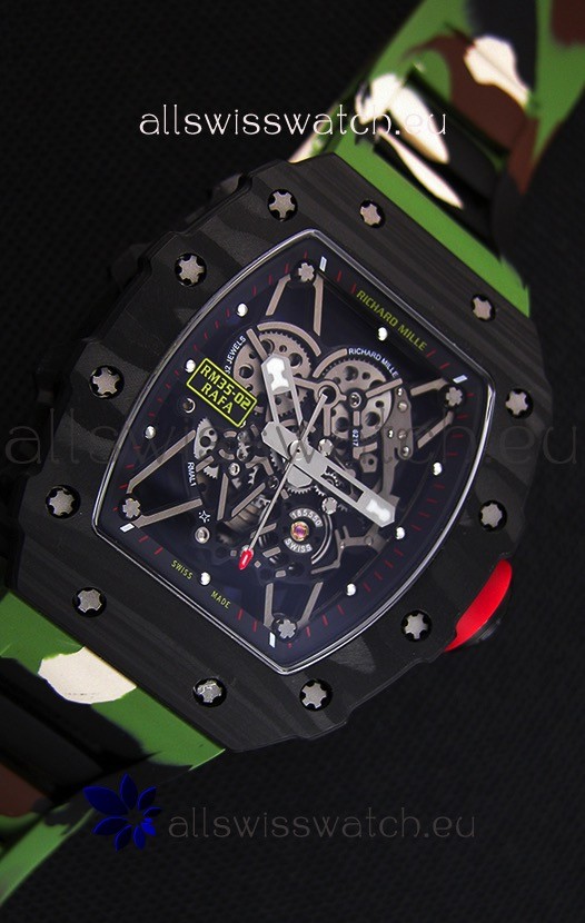 IMG_9081 Richard Mille RM35-02 Rafael Nadal Forged Carbon Case with Camouflage Rubber Strap Replica 7