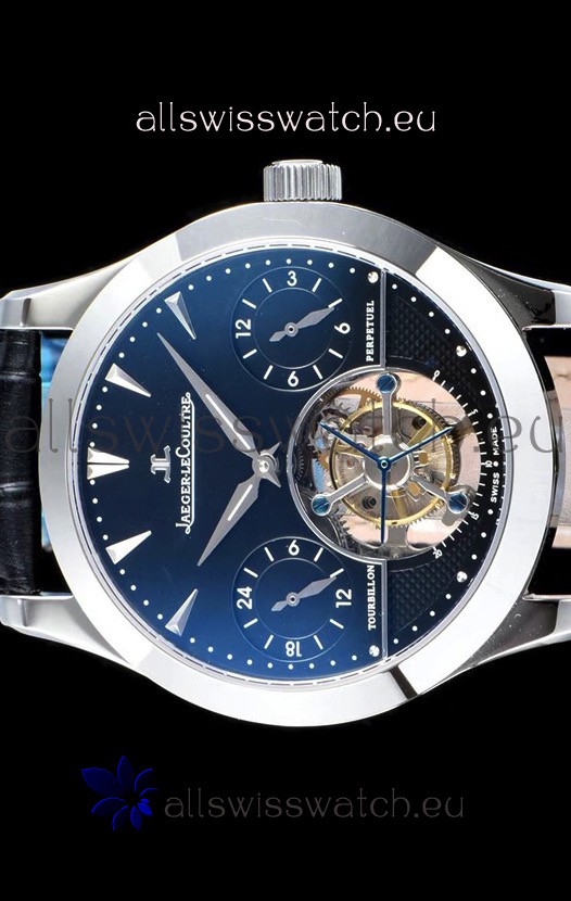 IMG_9081 Jaeger LeCoultre Perpetual Tourbillon 904L Steel Case Black Dial Replica 7