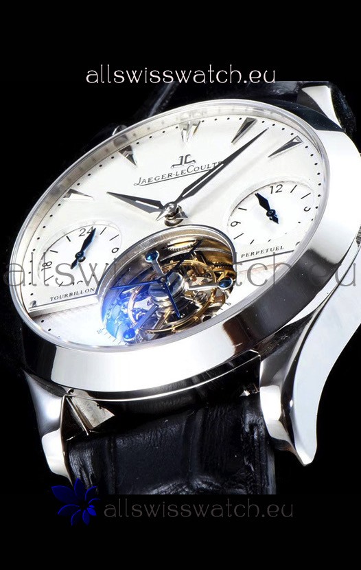 IMG_9081 Jaeger LeCoultre Perpetual Tourbillon 904L Steel Case White Dial Replica 7
