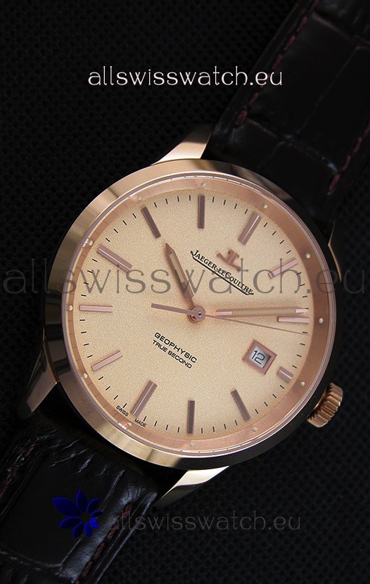 IMG_9081 Jaeger LeCoultre Geophysic True Second Pink GoldGold Dial Replica 7