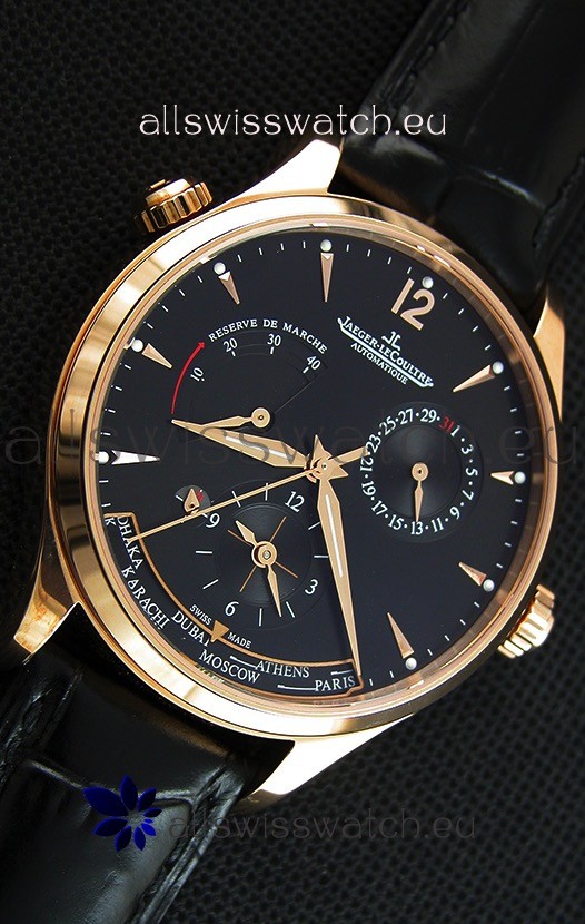 IMG_9081 Jaeger LeCoultre Master Geographic Power Reserve Pink Gold Black Dial Replica 7