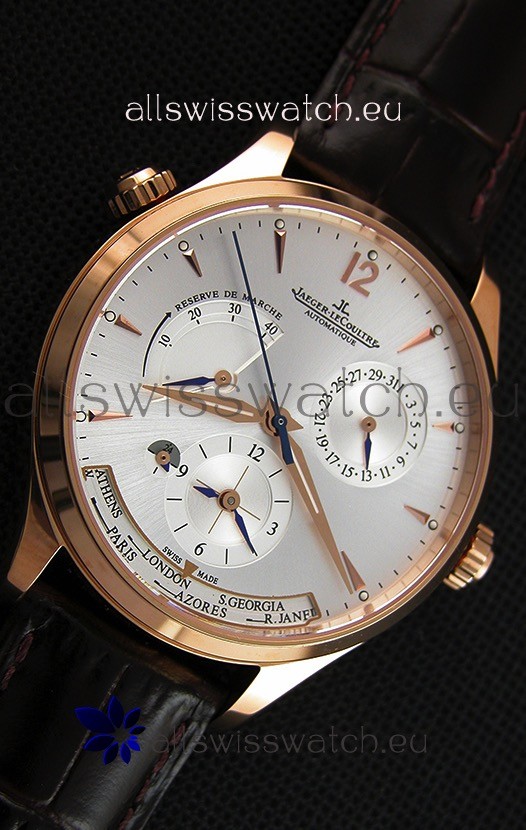 IMG_9081 Jaeger LeCoultre Master Geographic Power Reserve Pink Gold Steel White Dial Replica 7