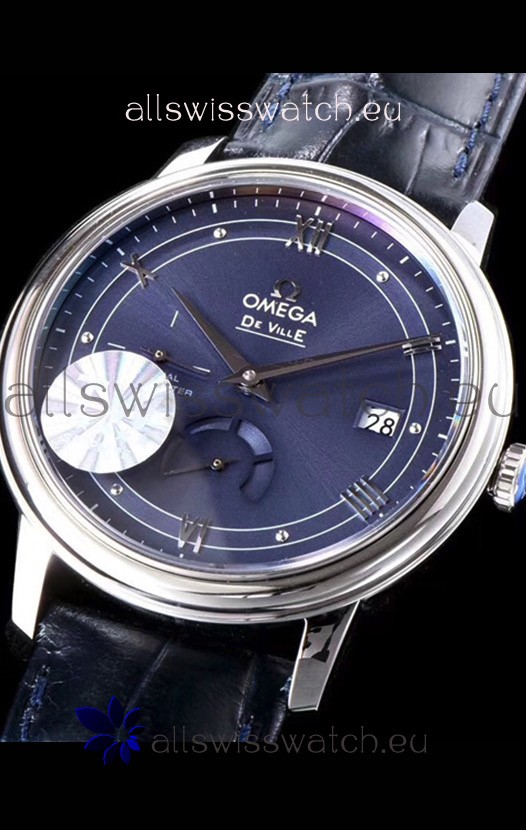 IMG_9081 Omega De Ville Prestige Power Reserve 904L Steel 1:1 Mirror Blue dial Replica 7