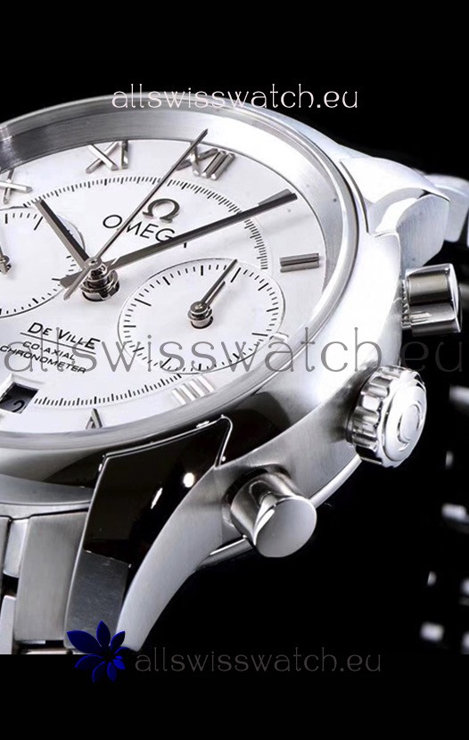 IMG_9081 Omega De Ville Chronograph 1:1 Mirror in White Dial 42MM Replica 7