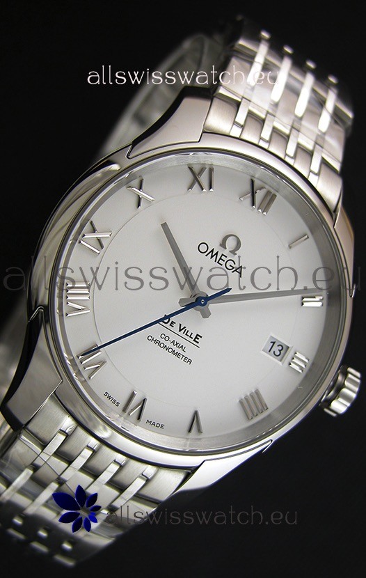 Omega De-Ville Annual Calendar Steel Strap1:1 Mirror Edition in White Dial Replica 7
