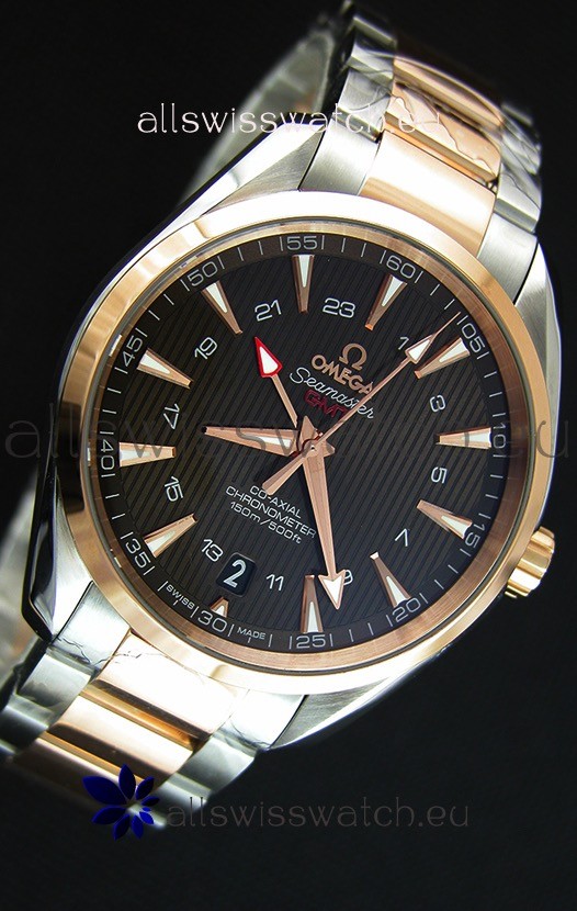 IMG_9081 Omega Seamaster Aqua Terra GMT 150M 43MM 1:1 Mirror Two Tone Case Replica 7