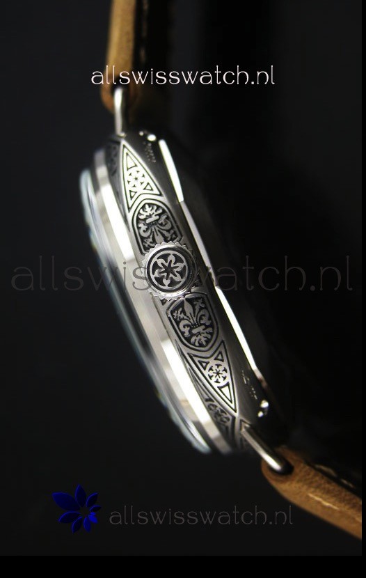 IMG_9081 Panerai Radiomir PAM425 Floral engraved Case in Stainless Steel Case Replica 7