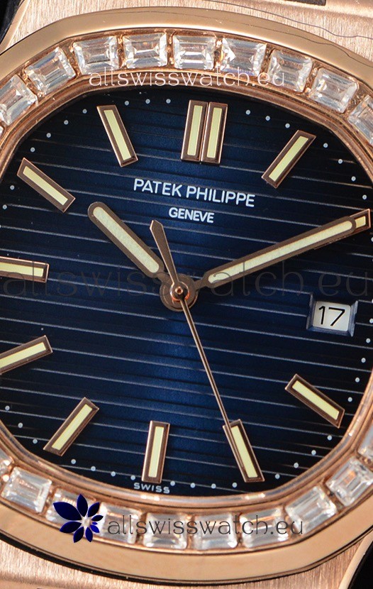 IMG_9081 Patek Philippe Nautilus 5711/1R 1:1 Mirror - Baguette Diamonds Bezel Replica 7
